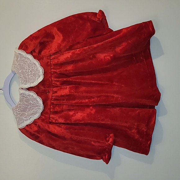 Vintage Red Velvet Dress with Lace Collar LOT G - Picture 3 of 8